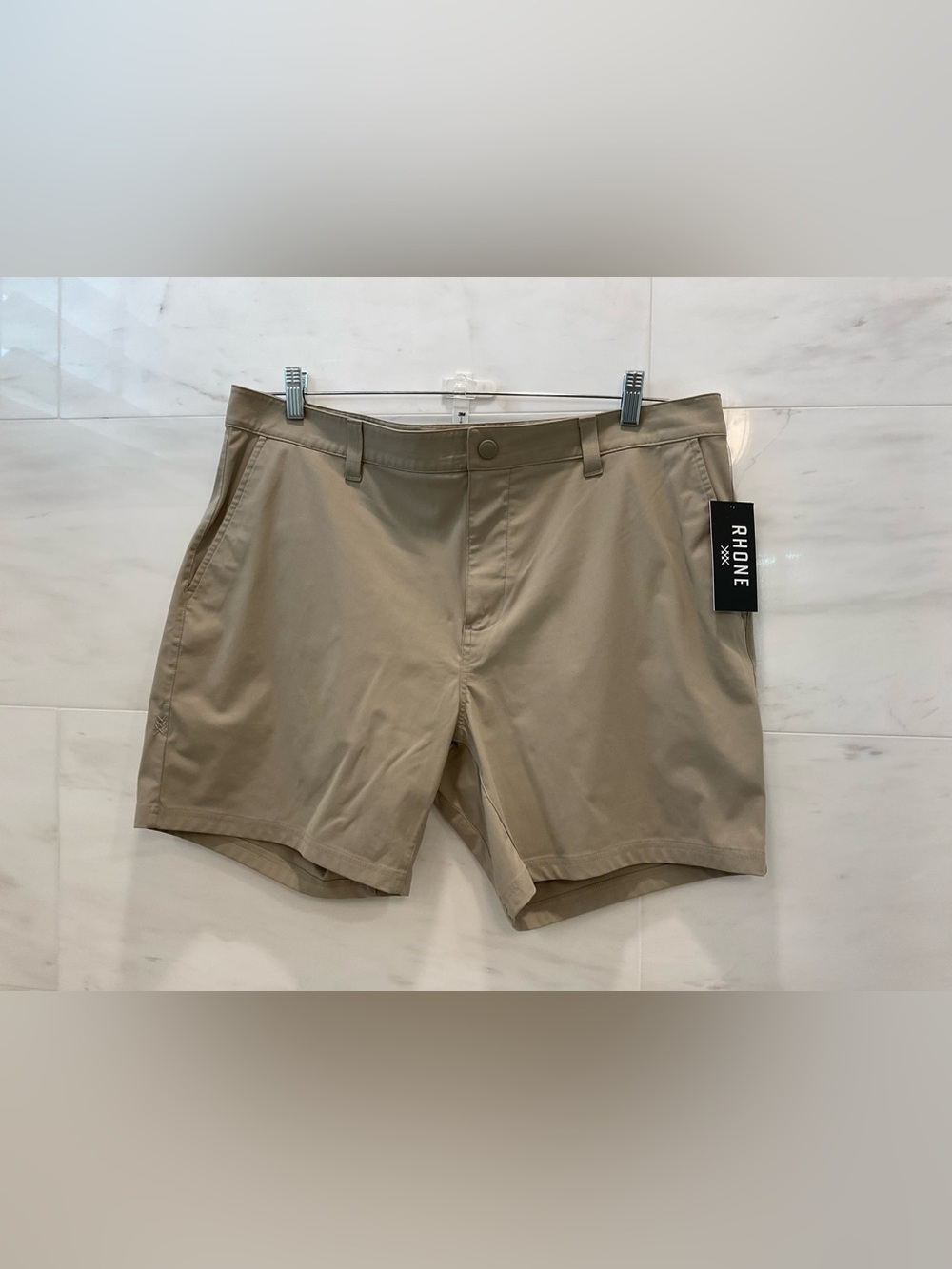 NWT RHONE Khaki Tan 7.0” Commuter Flex Knit Shorts size 38 T40